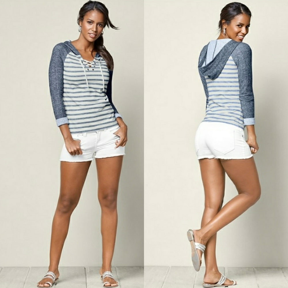 Venus Striped Lace-up Hoodie